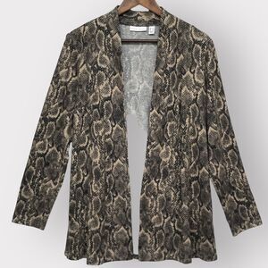 Susan Graver Open Cardigan Women‎ L Animal Print Knit Long Sleeve Snakeskin S22